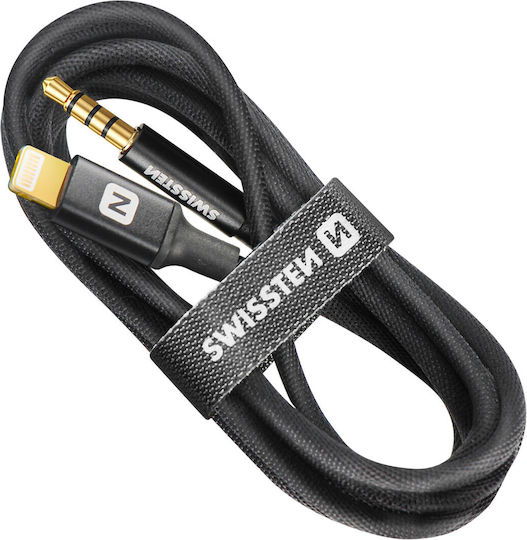 Swissten 3.5mm to Lightning Cable Μαύρο 1.5m 73501213