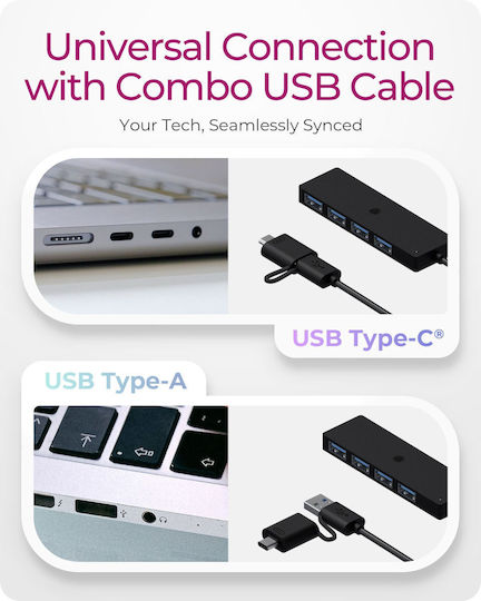 Icy Box Hub 4 Θυρών USB 3.2 με σύνδεση USB-A / USB-C