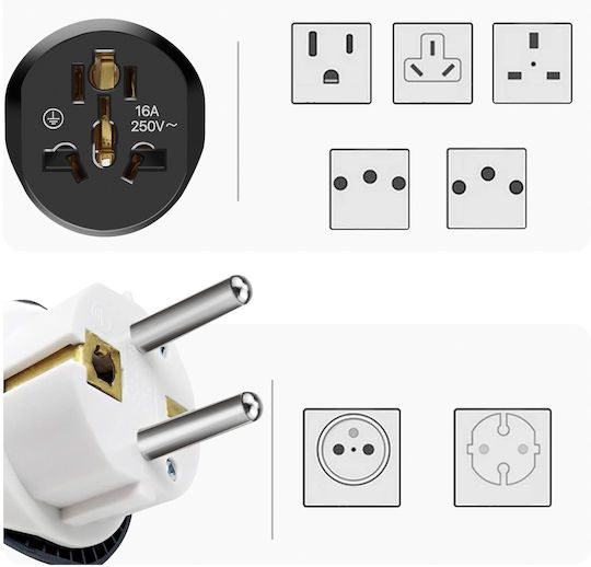 Avizar Charger Adapter Universal Eu To Uk Au Usa Cn Black