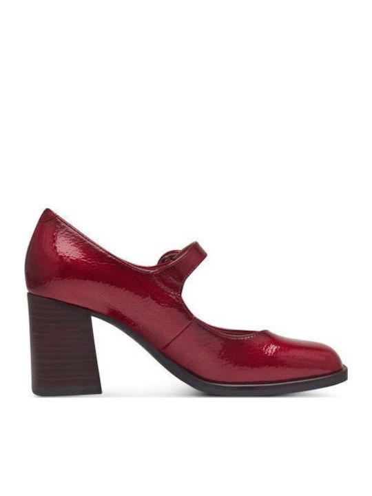 Synthetic Leather Pointed Toe Burgundy Medium Heels with Strap Nolana