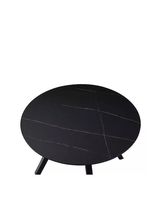 Annie Rund Tisch Speisesaal Marble Black / Black 100x100x76cm