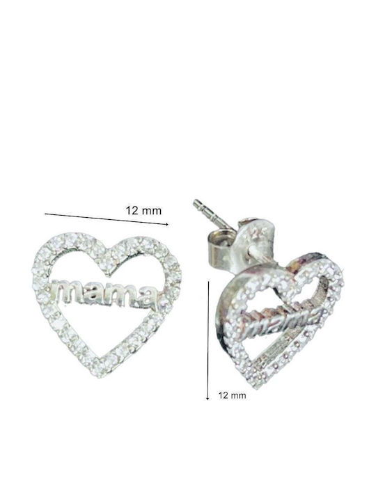 925 Silver Earrings Jolie Silver Heart Mom Design 12 x 12 mm 2.8 g