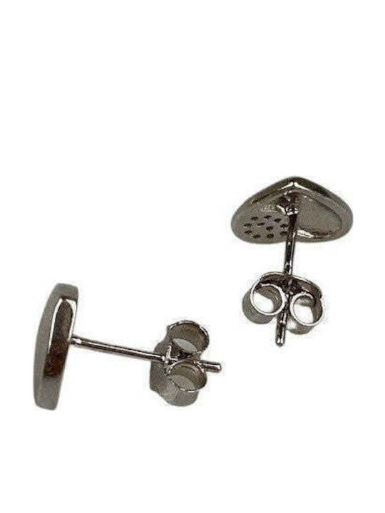 925 Silver Earrings Heart Mini Zirconia On Side