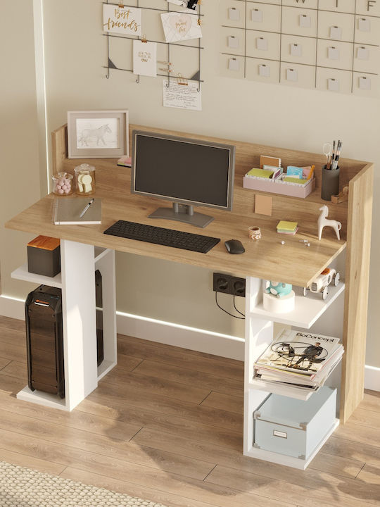 Birou Fife Lemn Natural/Alb 124x58x98cm