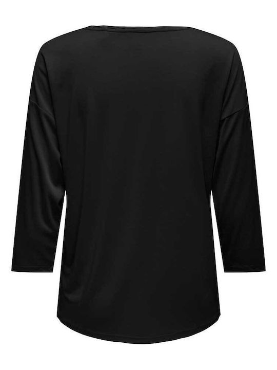 Only Damen Bluse Drapierung mit 3/4 Ärmel Black