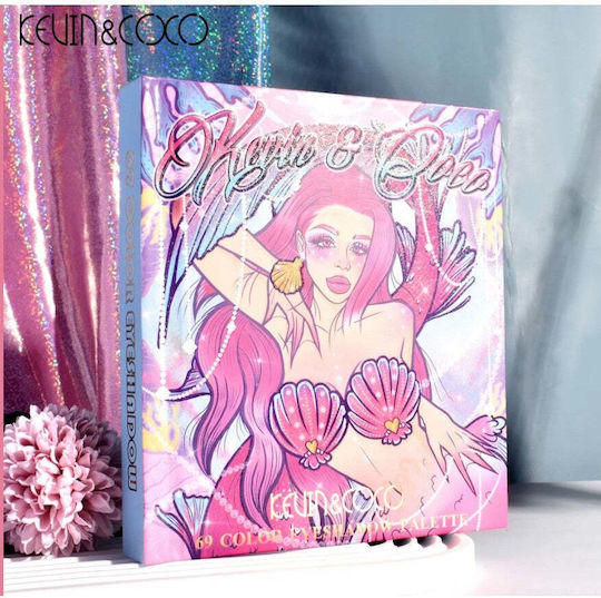 Kevinandcoco Eyeshadow Palette 69 Shades Blush Highlighter Contouring Book-style Opening 18.6 X 16.5 Cm 97 G Multicolor