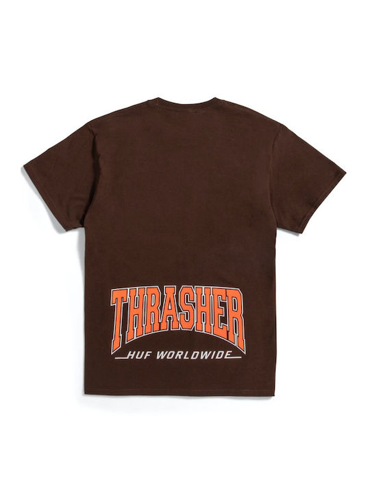 HUF Men's Short Sleeve T-shirt Brown