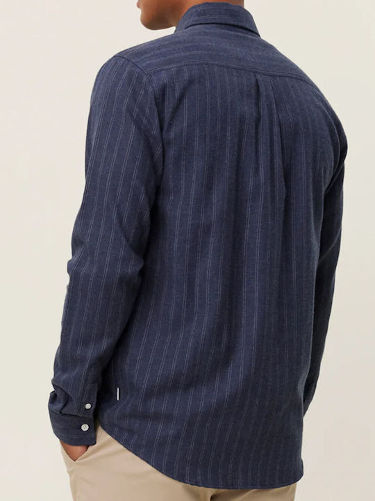 Les Deux Men's Shirt Long Sleeve Striped Dark Navy/ivory