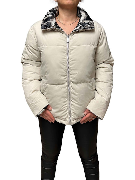 Scurtă Jachetă de femei Puffer Reversibilă Graphite