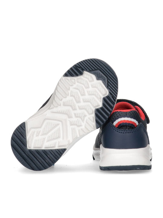 Cut Lace-up Kids Sneakers with Scratch Blue