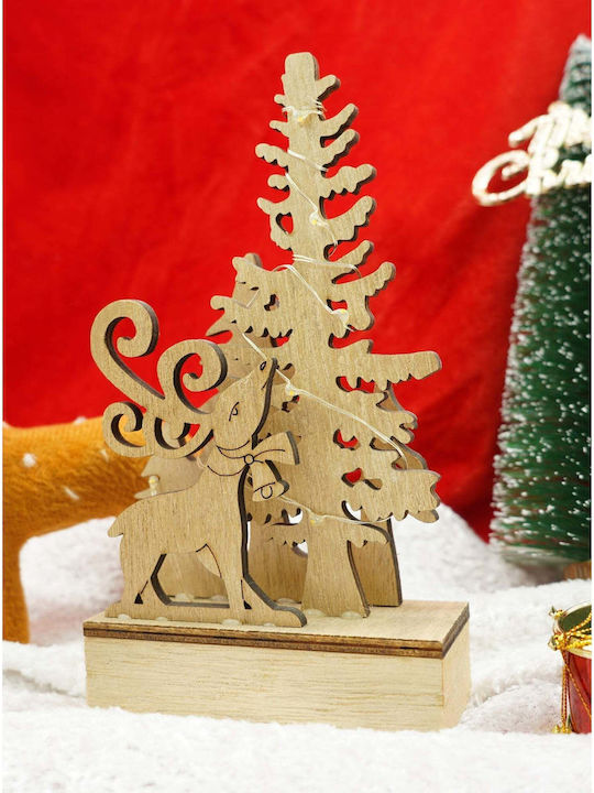 Beleuchtet Weihnachtliche Holz Figur Hirsche Braun