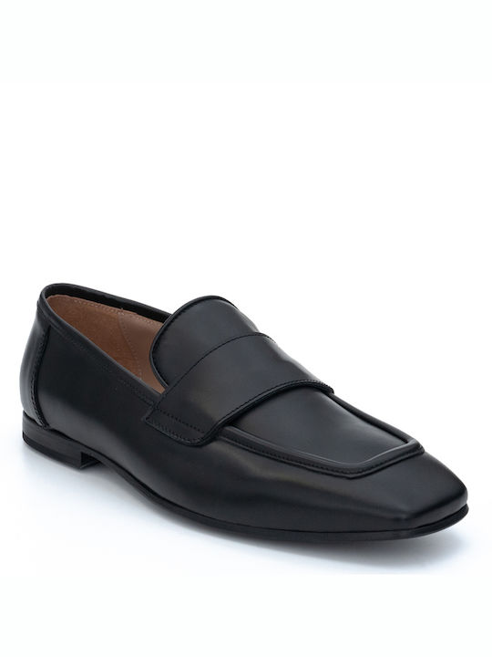 Perlamoda Men's Leather Loafers Black