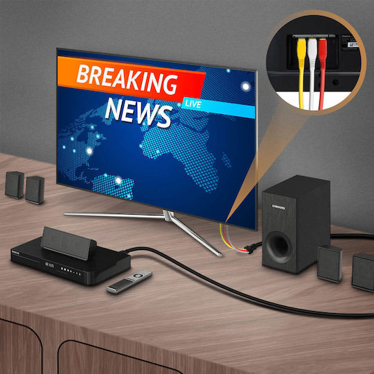 HDMI към 3x RCA мъжки видео и аудио адаптер кабел 1.5м-HD-AV994 Linq черен