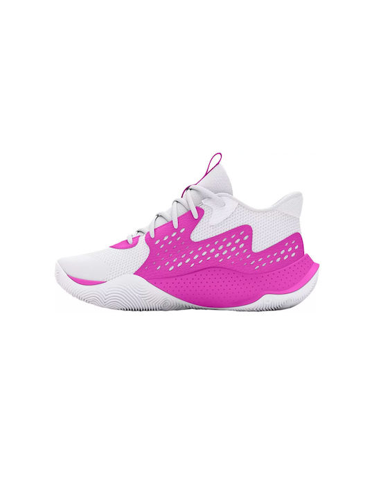 Under Armour GS JET 23 Kids Sports Shoes Basketball with Laces Fuchsia