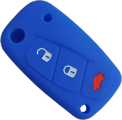 Car Key Cover Case made of with 3 Buttons for Fiat in Blue Color