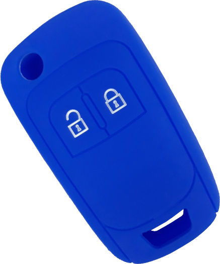 Car Key Cover Case made of with 2 Buttons for Opel in Blue Color