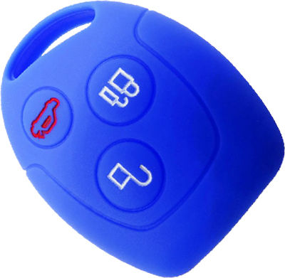 Car Key Cover Case made of with 3 Buttons for Ford in Blue Color