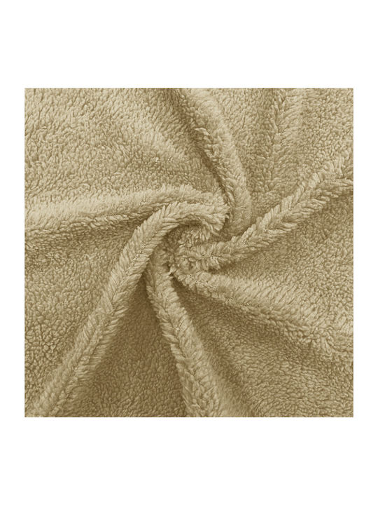Saray Home Plush Velvet Blanket Set Super Double 220x240cm Beige
