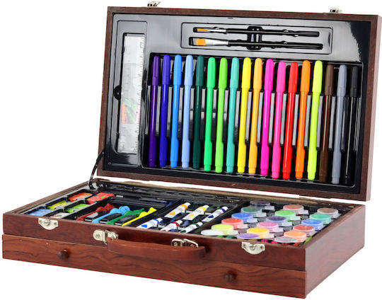Set de artă într-o valiză de lemn 123 elemente