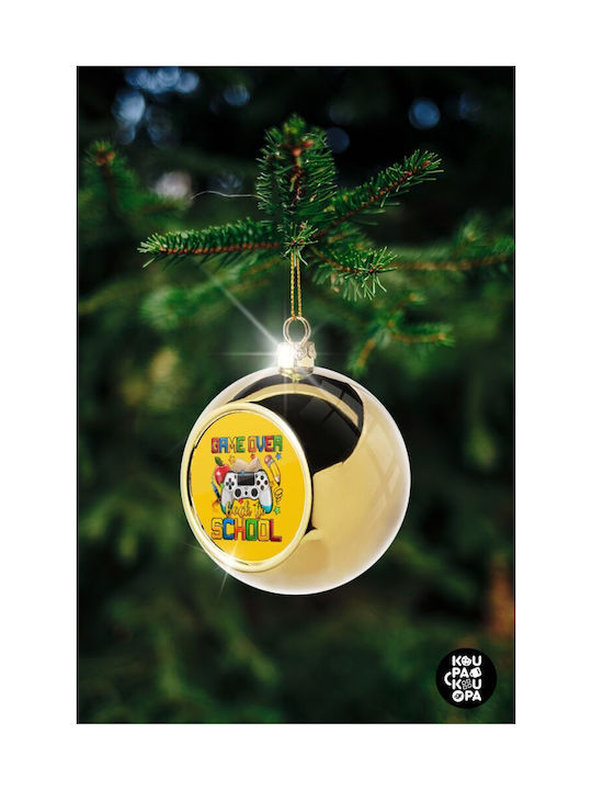 Game Over Back To School Christmas Tree Ornament Golden Ball 8cm