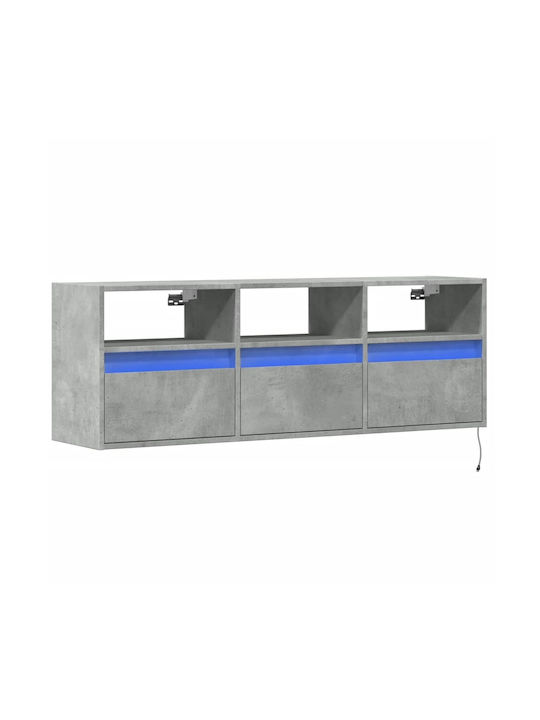 TV Stand Wooden Grey Concrete L130xW31xH45cm