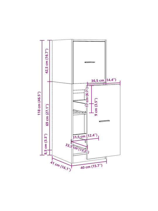 Schubladen Aufbewahrung L40xB41xH118cm