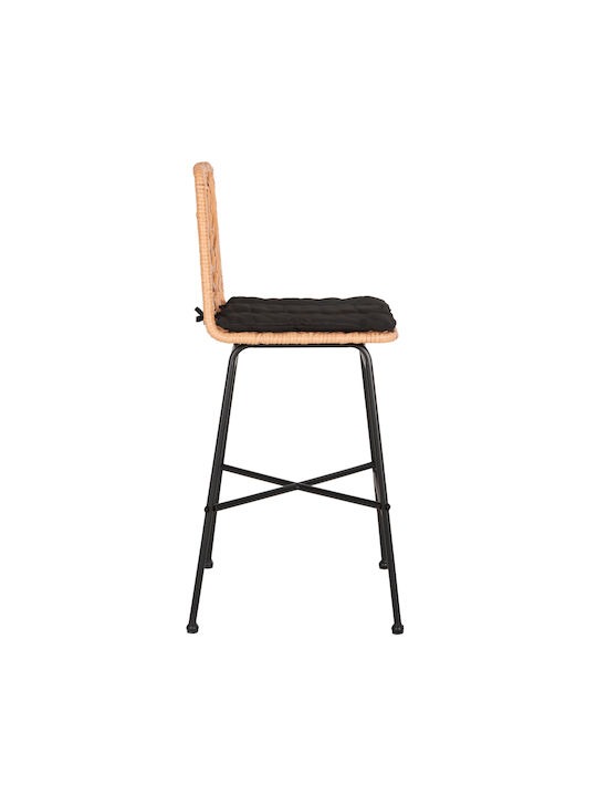 Scaun Rafturi și dulapuri pentru vin de Grădină Rattan Gerald cu pernă Black, Beige 1buc 47x47x101cm