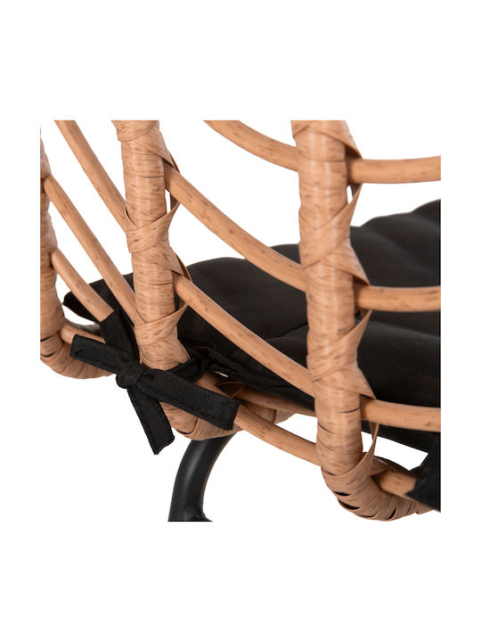 Scaun Rafturi și dulapuri pentru vin de Grădină Rattan Gerald cu pernă Black, Beige 1buc 47x47x101cm