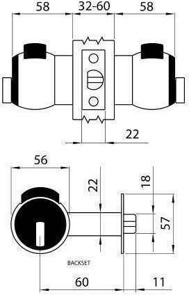 Meroni Serrature Meroni Nova N14 Knob Lock Black with Button & Key Hotel Use