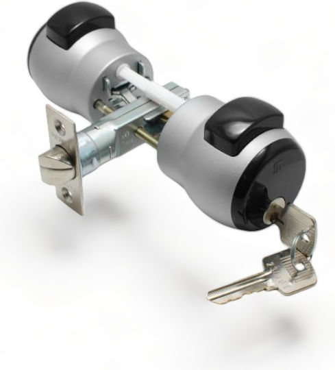 Meroni Serrature Meroni Nova Knob Lock White with Button & Key Hotel Use