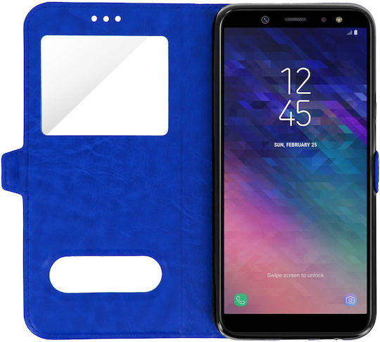 Samsung Galaxy A6 Hülle Dual Window Video Stand Blau