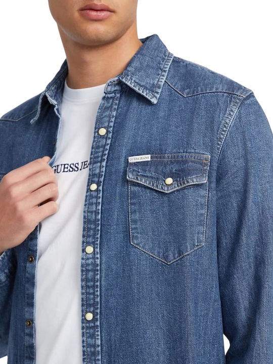 Long-sleeved Denim Shirt Blue