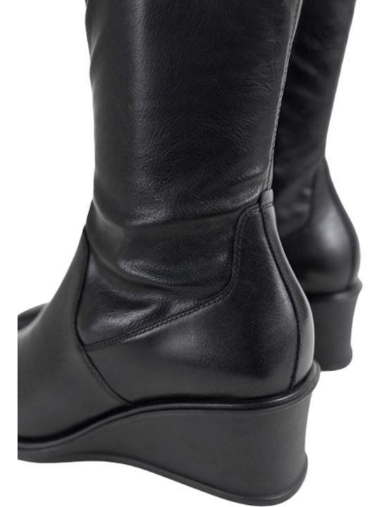 Aino Leather Women's Chelsea Ankle Boots with Medium Heel Black