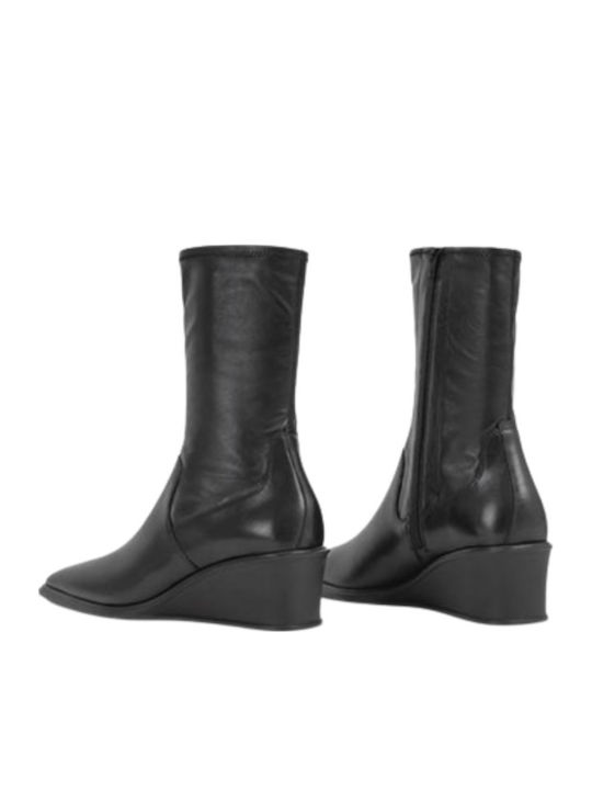 Aino Leather Women's Chelsea Ankle Boots with Medium Heel Black