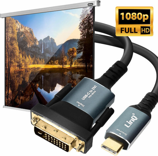 LinQ Cablu Video USB-C Masculin - DVI-D Gri 1.8m TPC-DV24