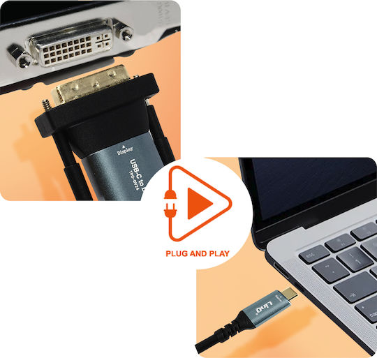 LinQ Cablu Video USB-C Masculin - DVI-D Gri 1.8m TPC-DV24