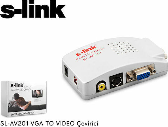 S-Link CVT-201 Конвертор VGA Женски към VGA Женски Бял 1 Брой