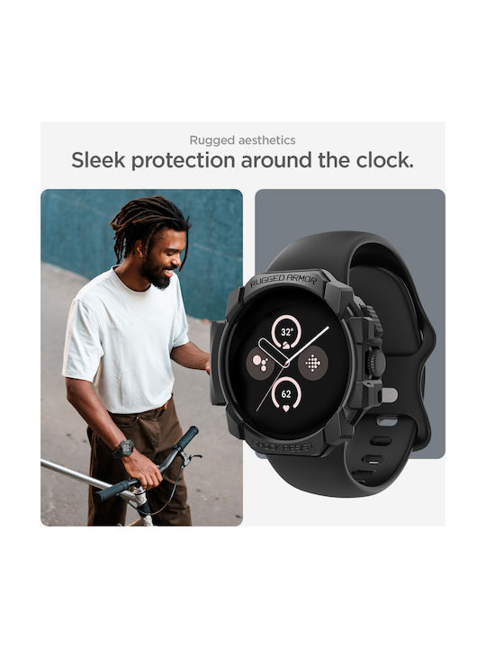 Spigen Rugged Armor Θήκη Σιλικόνης σε Μαύρο χρώμα για Google Pixel Watch 3 (41mm) / 2 / 1