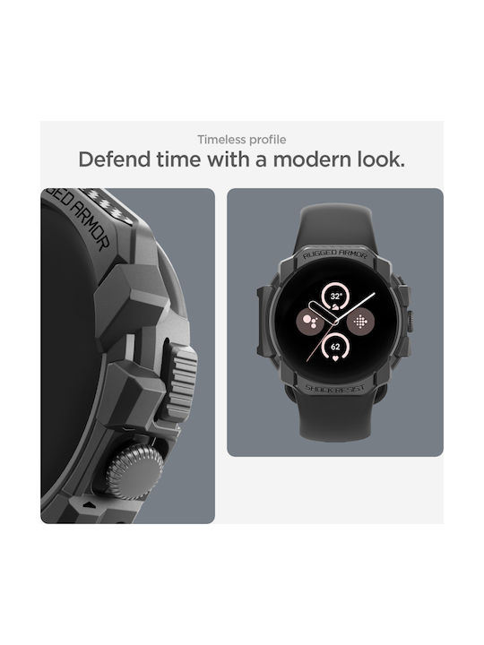 Spigen Rugged Armor Θήκη Σιλικόνης σε Μαύρο χρώμα για Google Pixel Watch 3 (41mm) / 2 / 1