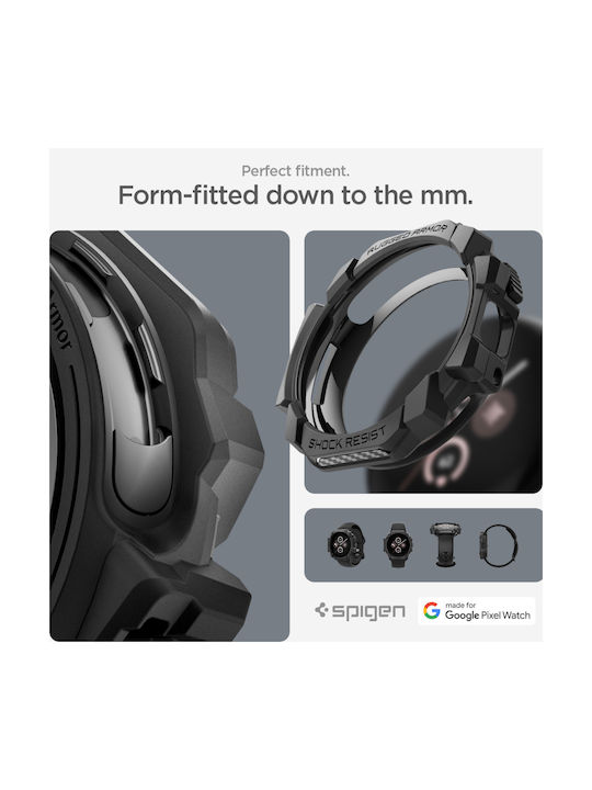Spigen Rugged Armor Θήκη Σιλικόνης σε Μαύρο χρώμα για Google Pixel Watch 3 (41mm) / 2 / 1