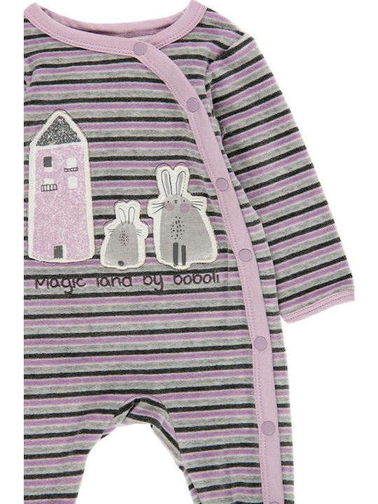 Boboli Babystrampler Langärmliges Samt Stripes