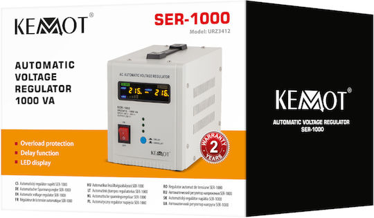 Kemot SER-1000 Σταθεροποιητής Τάσης Servo 1000VA με 2 Πρίζες Ρεύματος