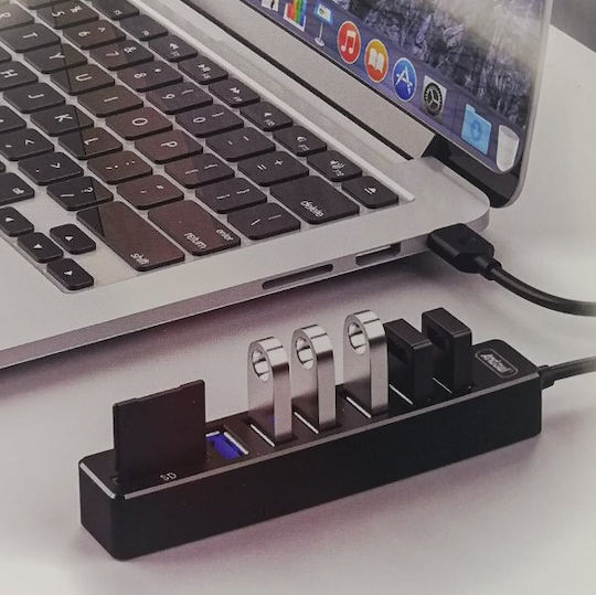 Andowl USB-Hub 8 Anschlüsse USB 3.0 mit USB-C Anschluss