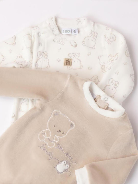 iDO Set Baby Strampler Samt Beige 2Stück