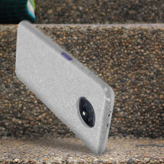 Back Cover Xiaomi Redmi Note 9t 5g Glitter Removable Rigid Silicone Silver