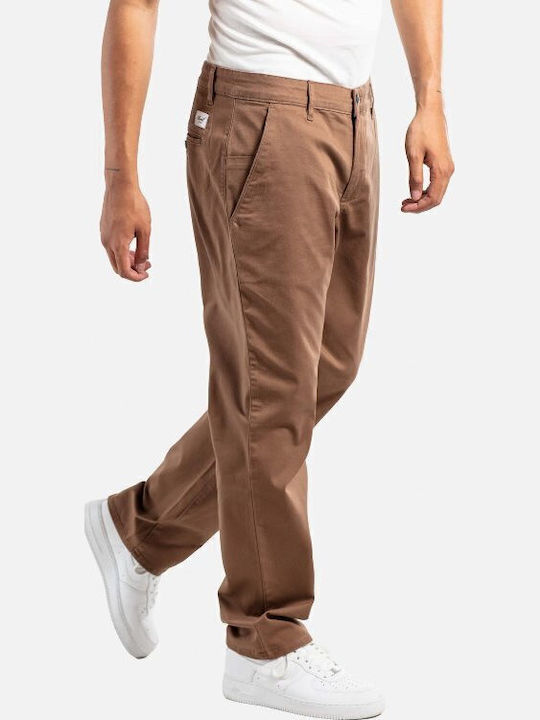 Flex Παντελόνι Chino σε Κανονική Εφαρμογή Καφέ