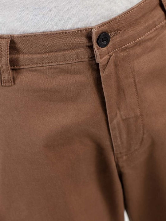 Flex Παντελόνι Chino σε Κανονική Εφαρμογή Καφέ