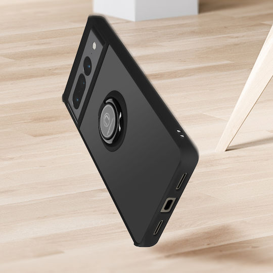 Carcasă Google Pixel 7 Pro din două materiale cu inel metalic și suport video, negru