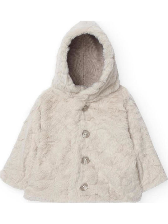 Kids Cardigan Cotton with Hood Beige