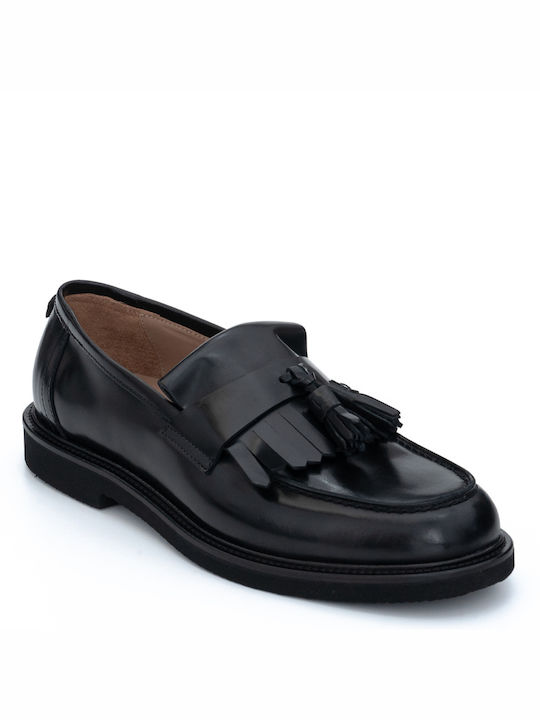 Perlamoda Men's Leather Loafers Black